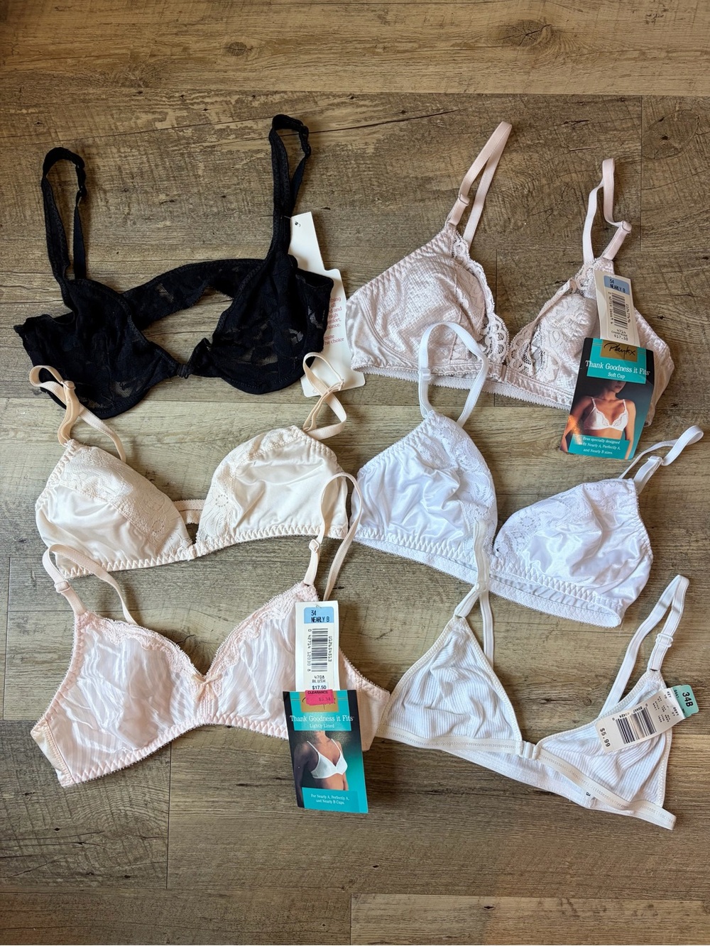 Deadstock Vintage Six Item NWT 34B Bra Bundle Delicate Lace Satin
